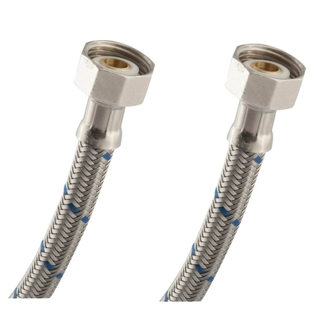 LALL-55 Manguera para fregadero, tramado de acero inoxidable y tuercas de latón de 55 cm