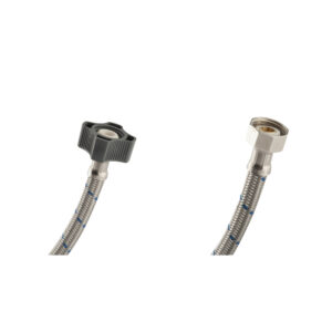 LALP-40 Manguera para lavabo, tramado de acero inoxidable y tuercas de latón y plástico de 40 cm