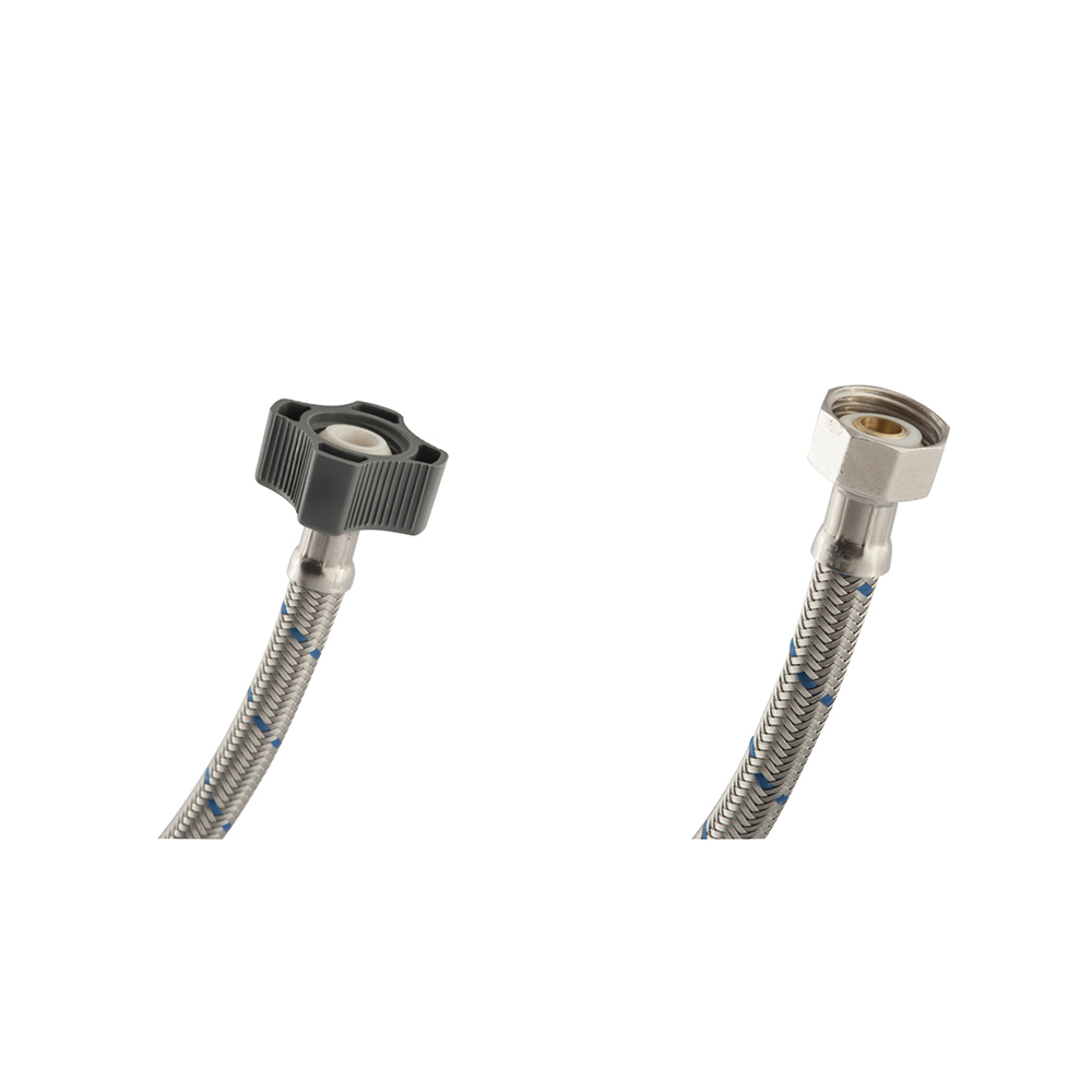 LALP-40 Manguera para lavabo, tramado de acero inoxidable y tuercas de latón y plástico de 40 cm