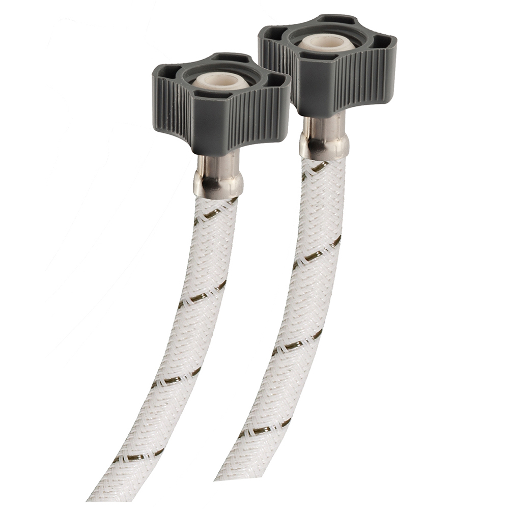LBPP40 Manguera para lavabo, tramado de nylon blanco con tuercas plásticas de 40 cm