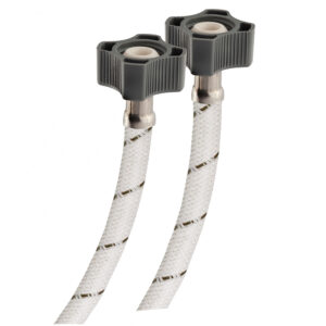 LBPP55 Manguera para fregadero, tramado de nylon blanco con tuercas plásticas de 55 cm