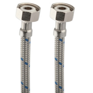 WALL-35 Manguera para W.C., tramado de acero inoxidable y tuercas de latón de 35 cm