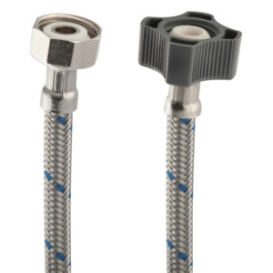 WALP-35 Manguera para W.C., tramado de acero inoxidable y tuercas de latón y plástico de 35 cm