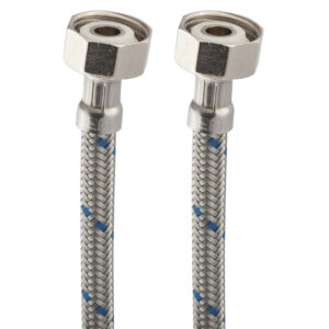 WLLL-35 Manguera para W.C., tramado de aluminio y tuercas de latón de 35 cm