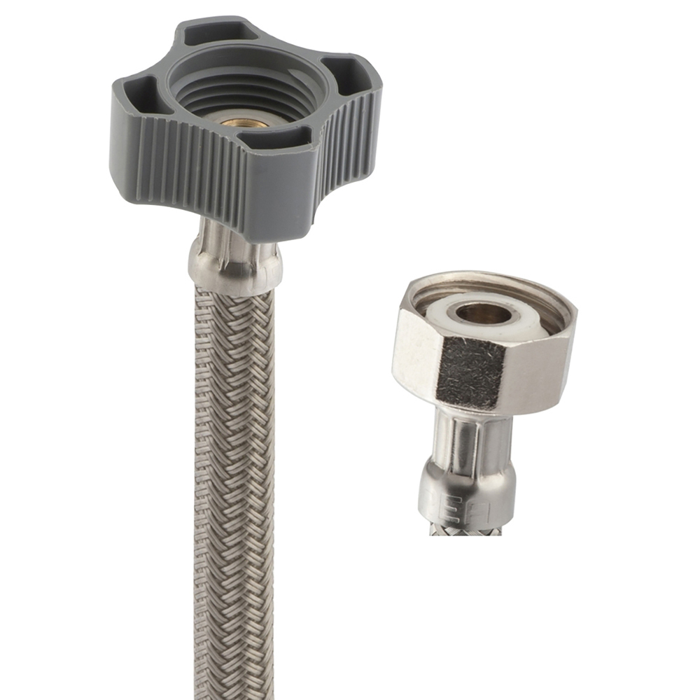 WVLP-35 Manguera para W.C., tramado de nylon y tuercas de latón y plástico de 35 cm